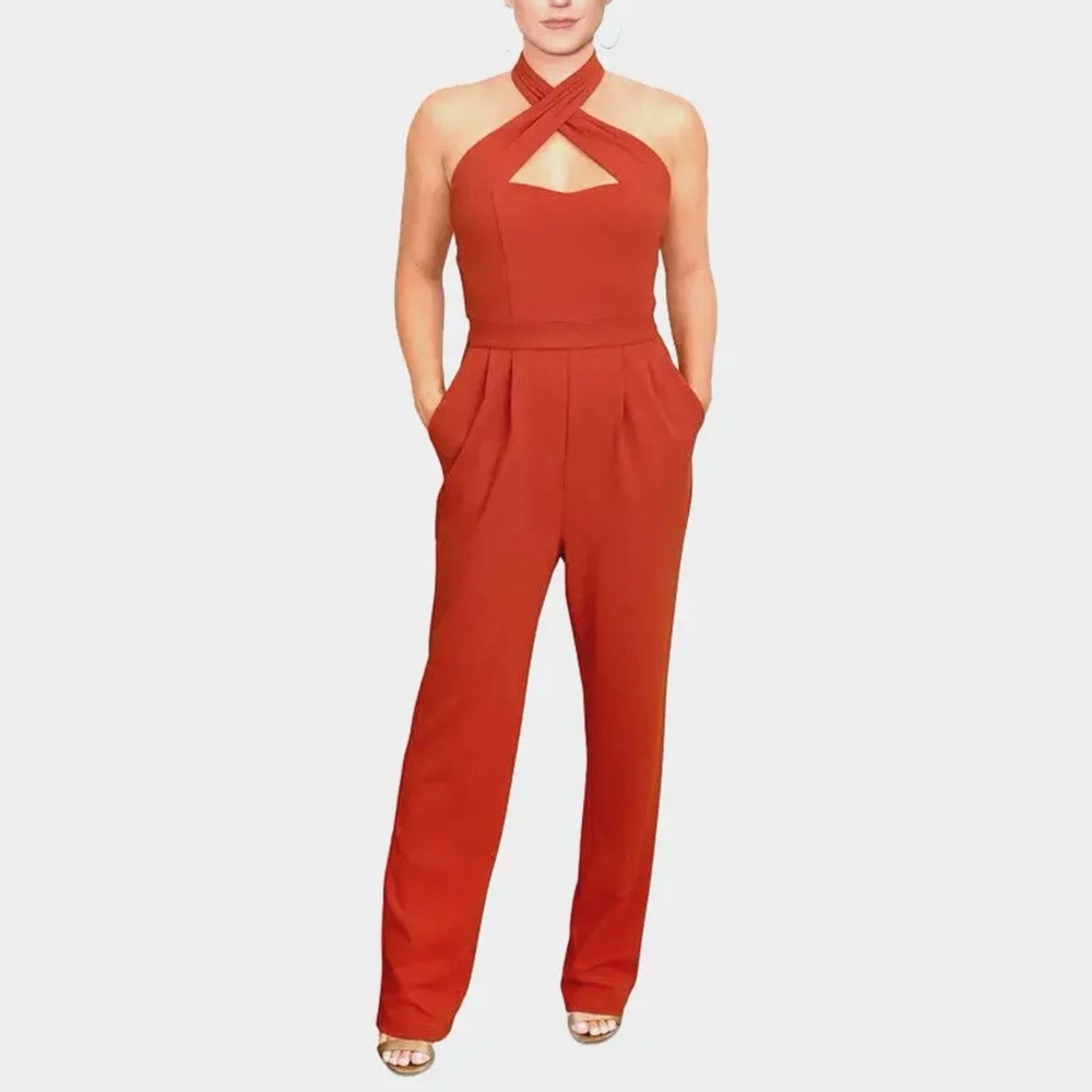 RACHEL Rachel Roy Roxie Halter Jumpsuit- size XS- new- missing one button.